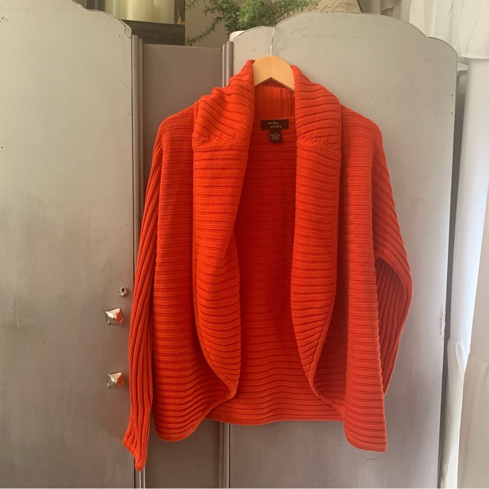🥀 Sandra & Andre Open Front Knit Orange Cardigan